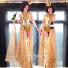 Gold Cabaret Bubble Girls Stilt Walkers